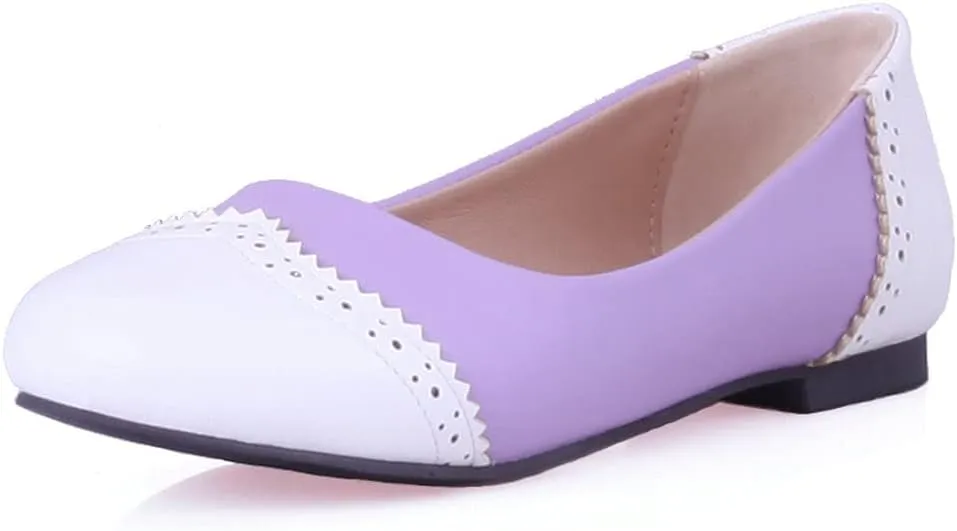 KOKOMOMO Womens Round Toe Slip On Ballet Flats Wingtip Oxford Pumps Vintage Rockabilly Shoes