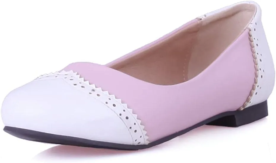KOKOMOMO Womens Round Toe Slip On Ballet Flats Wingtip Oxford Pumps Vintage Rockabilly Shoes