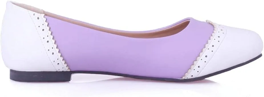 KOKOMOMO Womens Round Toe Slip On Ballet Flats Wingtip Oxford Pumps Vintage Rockabilly Shoes