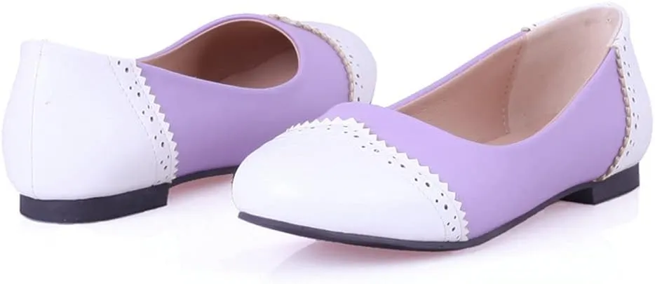 KOKOMOMO Womens Round Toe Slip On Ballet Flats Wingtip Oxford Pumps Vintage Rockabilly Shoes