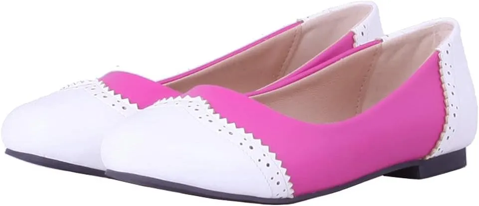 KOKOMOMO Womens Round Toe Slip On Ballet Flats Wingtip Oxford Pumps Vintage Rockabilly Shoes