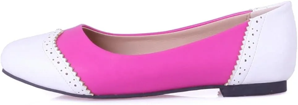 KOKOMOMO Womens Round Toe Slip On Ballet Flats Wingtip Oxford Pumps Vintage Rockabilly Shoes