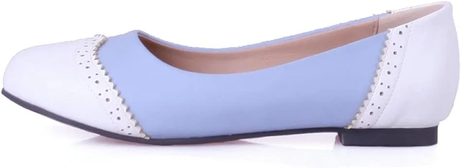 KOKOMOMO Womens Round Toe Slip On Ballet Flats Wingtip Oxford Pumps Vintage Rockabilly Shoes