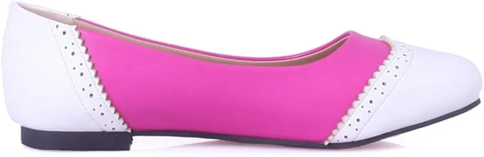 KOKOMOMO Womens Round Toe Slip On Ballet Flats Wingtip Oxford Pumps Vintage Rockabilly Shoes