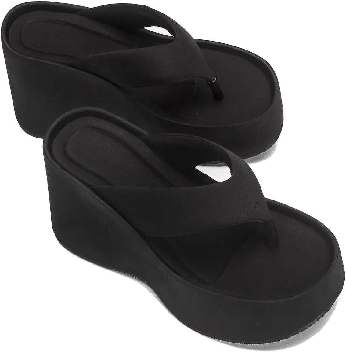 KOKOMOMO Womens Wedge Flip Flops Platform High Heel Thong Sandals Summer Slippers
