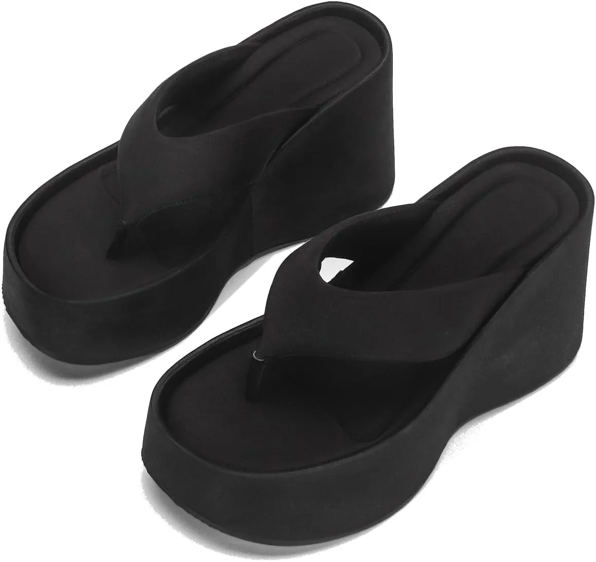 KOKOMOMO Womens Wedge Flip Flops Platform High Heel Thong Sandals Summer Slippers