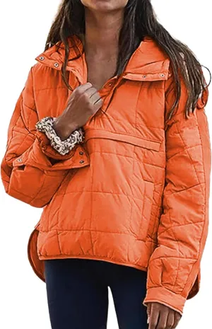 Kubbon Womens Oversized Hooded Puffer Jacket Quilted Lightweight Soft Comfy Padded Hoodies Coat Long Sleeve Warm Winter Coat