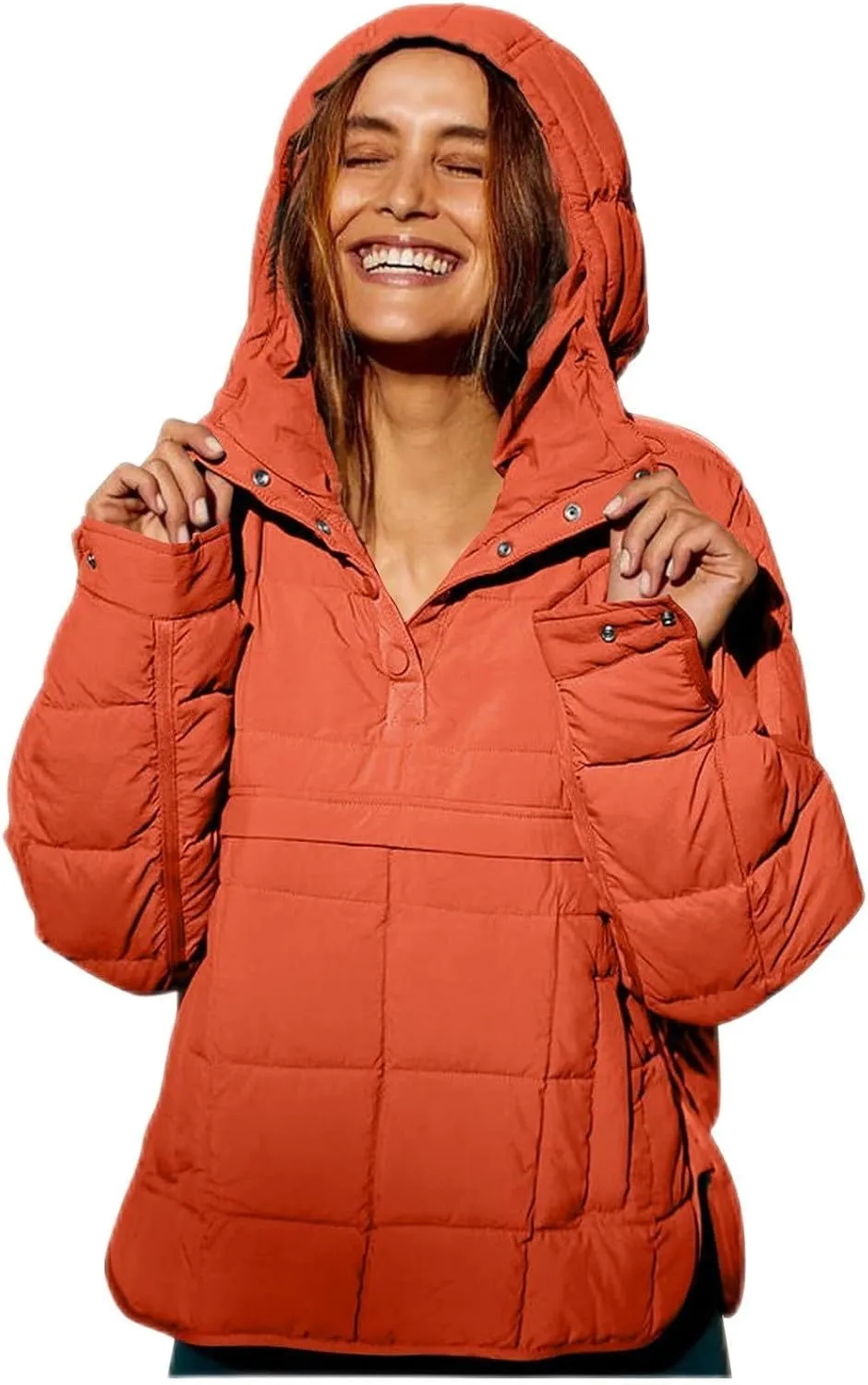 Kubbon Womens Oversized Hooded Puffer Jacket Quilted Lightweight Soft Comfy Padded Hoodies Coat Long Sleeve Warm Winter Coat