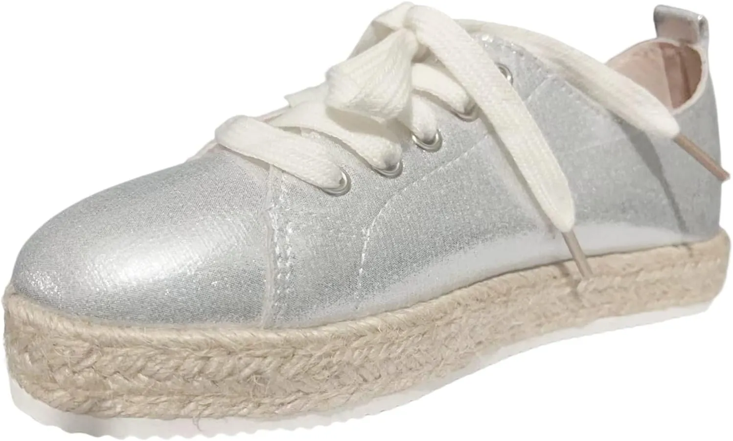 Ladies Summer Simple Bright Surface Fine Flash Shallow Mouth Thick Bottom Breathable Comfortable Women Sandals Summer (Silver, 6.5)