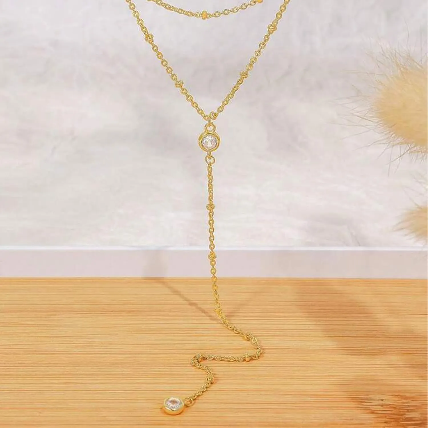 Lariat Necklace for Women Gold Long Necklaces for Women Dainty Drop Necklace Layered Beaded Twist Chain Y Shaped Necklaces