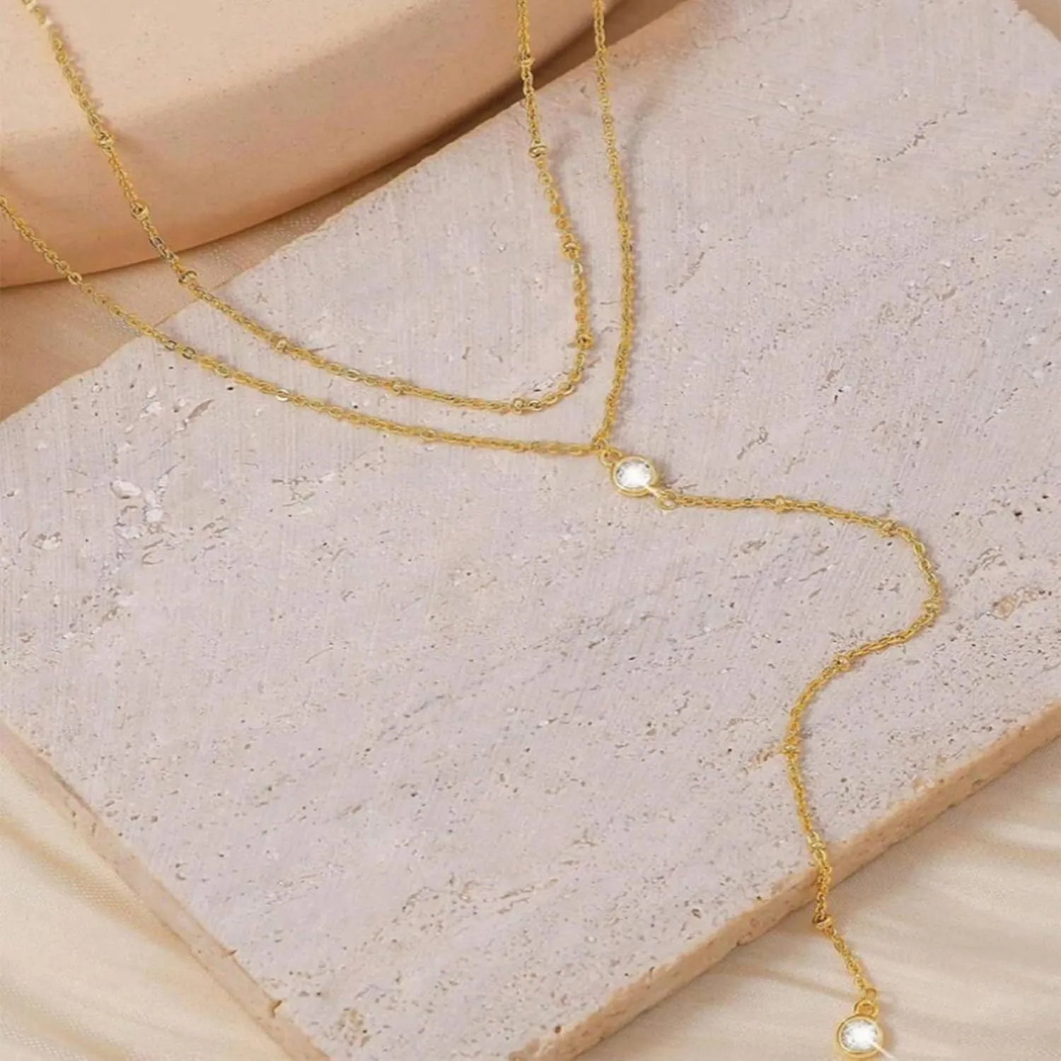 Lariat Necklace for Women Gold Long Necklaces for Women Dainty Drop Necklace Layered Beaded Twist Chain Y Shaped Necklaces