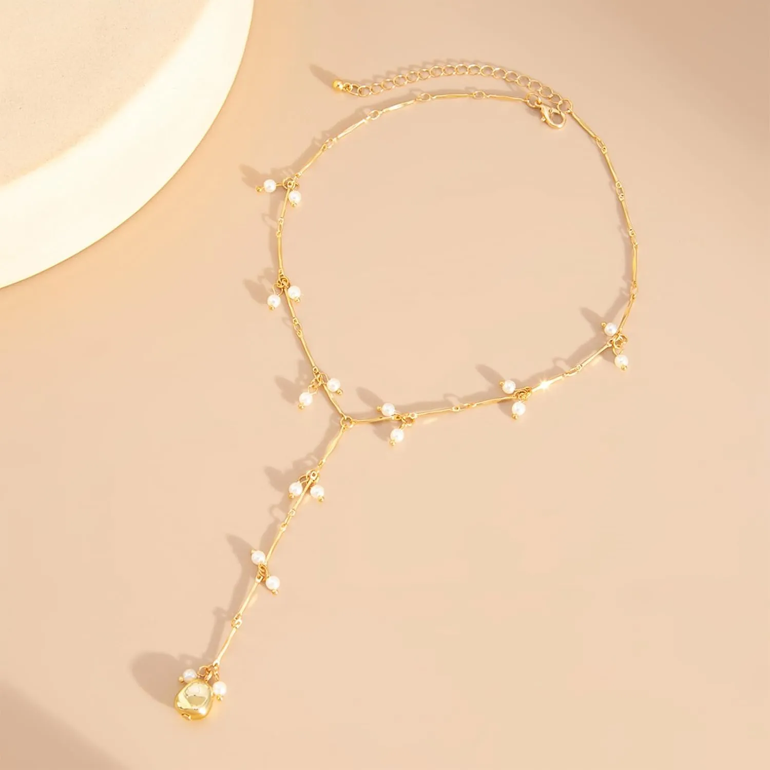 Lariat Necklace for Women Gold Long Necklaces for Women Dainty Drop Necklace Layered Beaded Twist Chain Y Shaped Necklaces