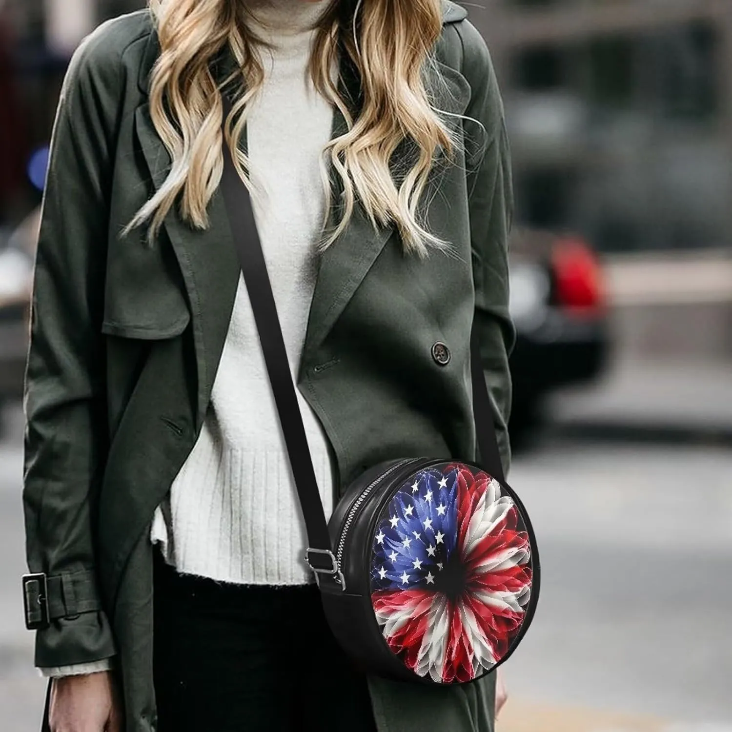 Leather Crossbody Bags for Women Girls Trendy Circle Cross Body Shoulder Bag Round Wallet