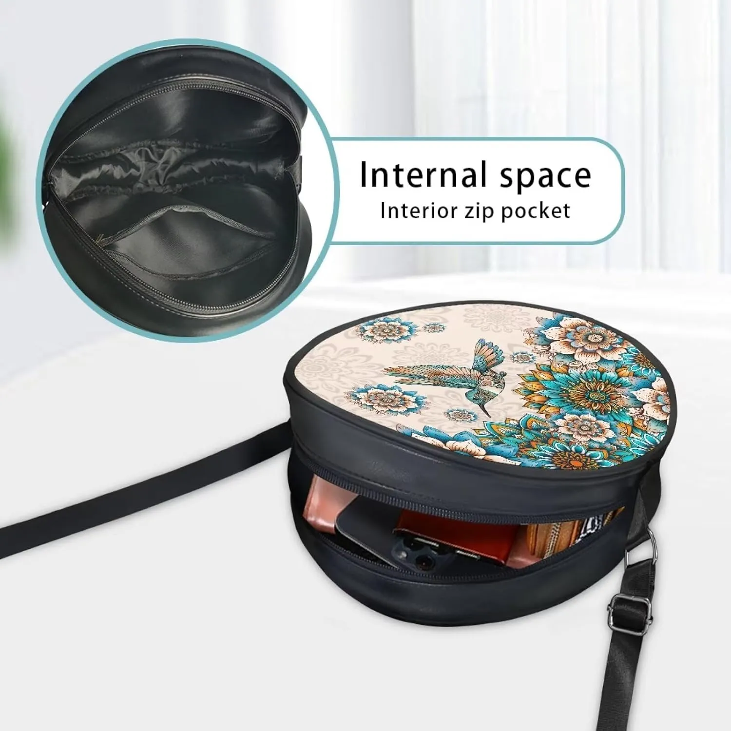 Leather Crossbody Bags for Women Girls Trendy Circle Cross Body Shoulder Bag Round Wallet