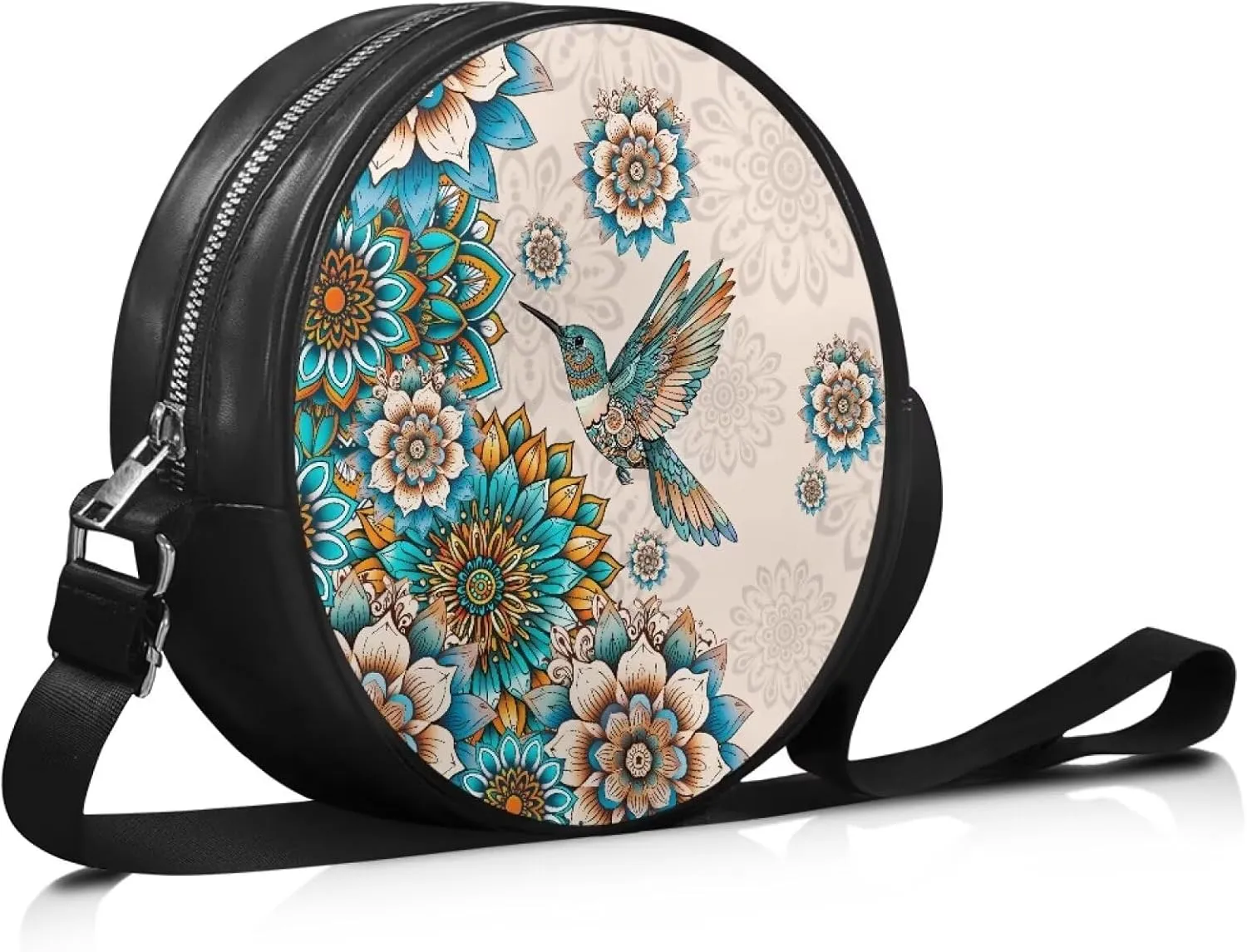 Leather Crossbody Bags for Women Girls Trendy Circle Cross Body Shoulder Bag Round Wallet