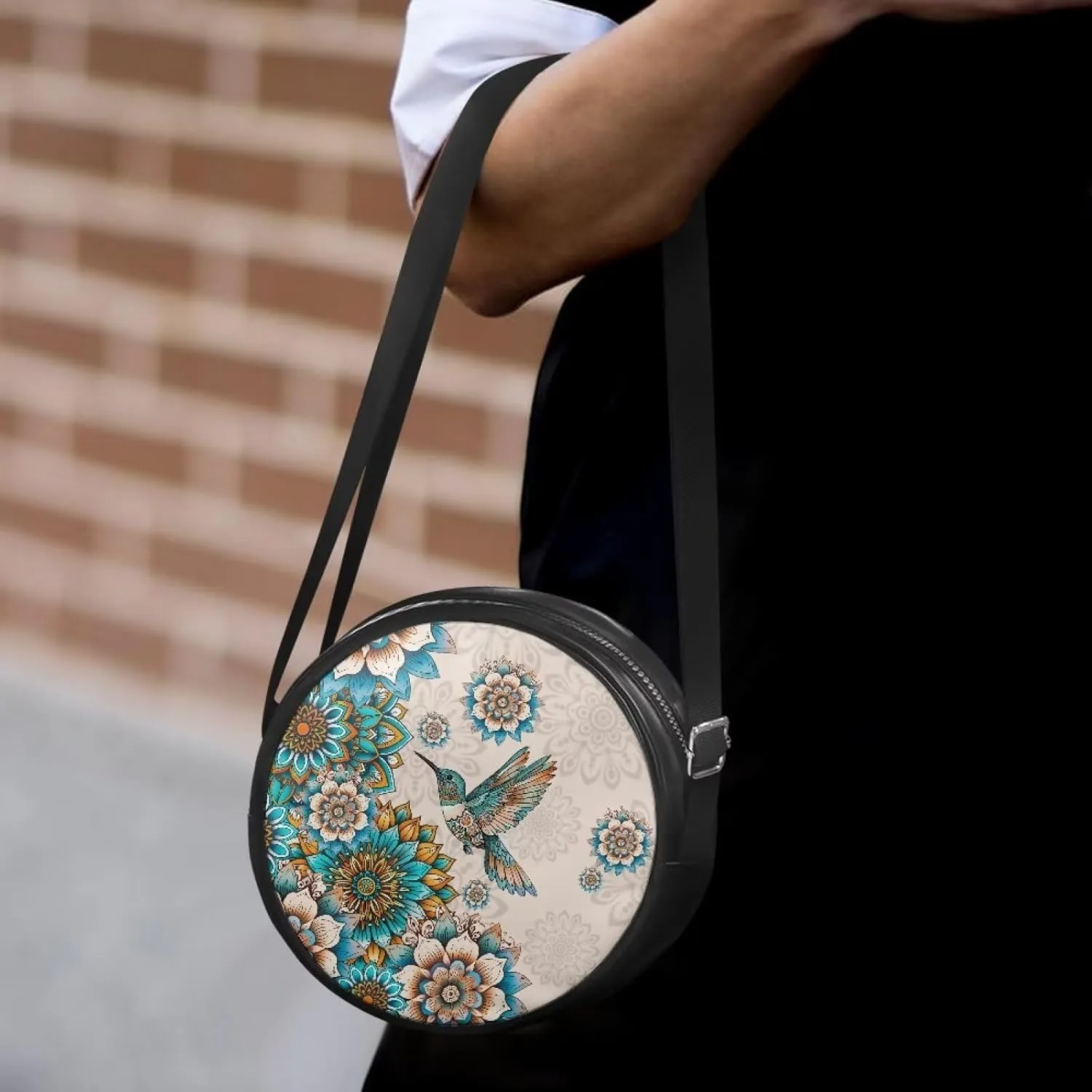 Leather Crossbody Bags for Women Girls Trendy Circle Cross Body Shoulder Bag Round Wallet