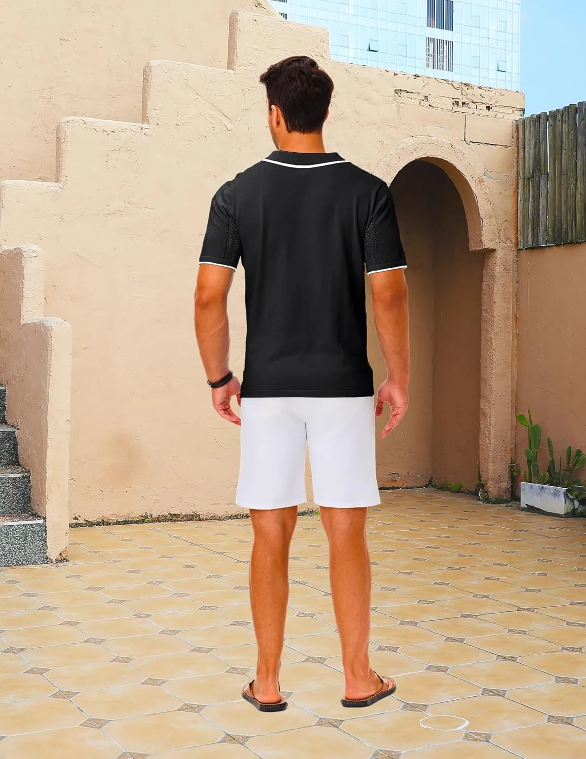 LETSEE Mens Short Sleeve Button Down Shirts Knit Polo Shirt Summer Beach Tops Resort Wear 2025