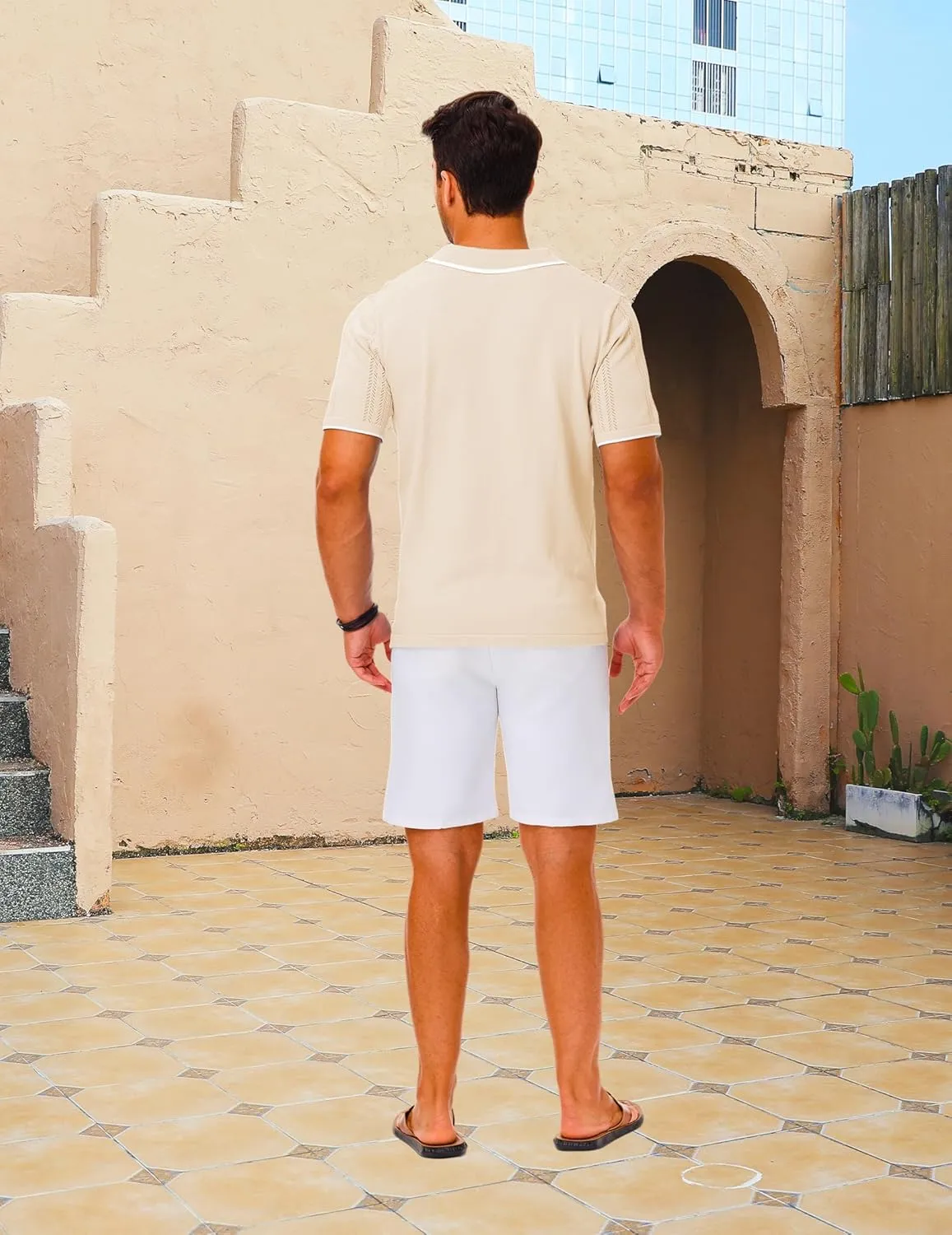 LETSEE Mens Short Sleeve Button Down Shirts Knit Polo Shirt Summer Beach Tops Resort Wear 2025