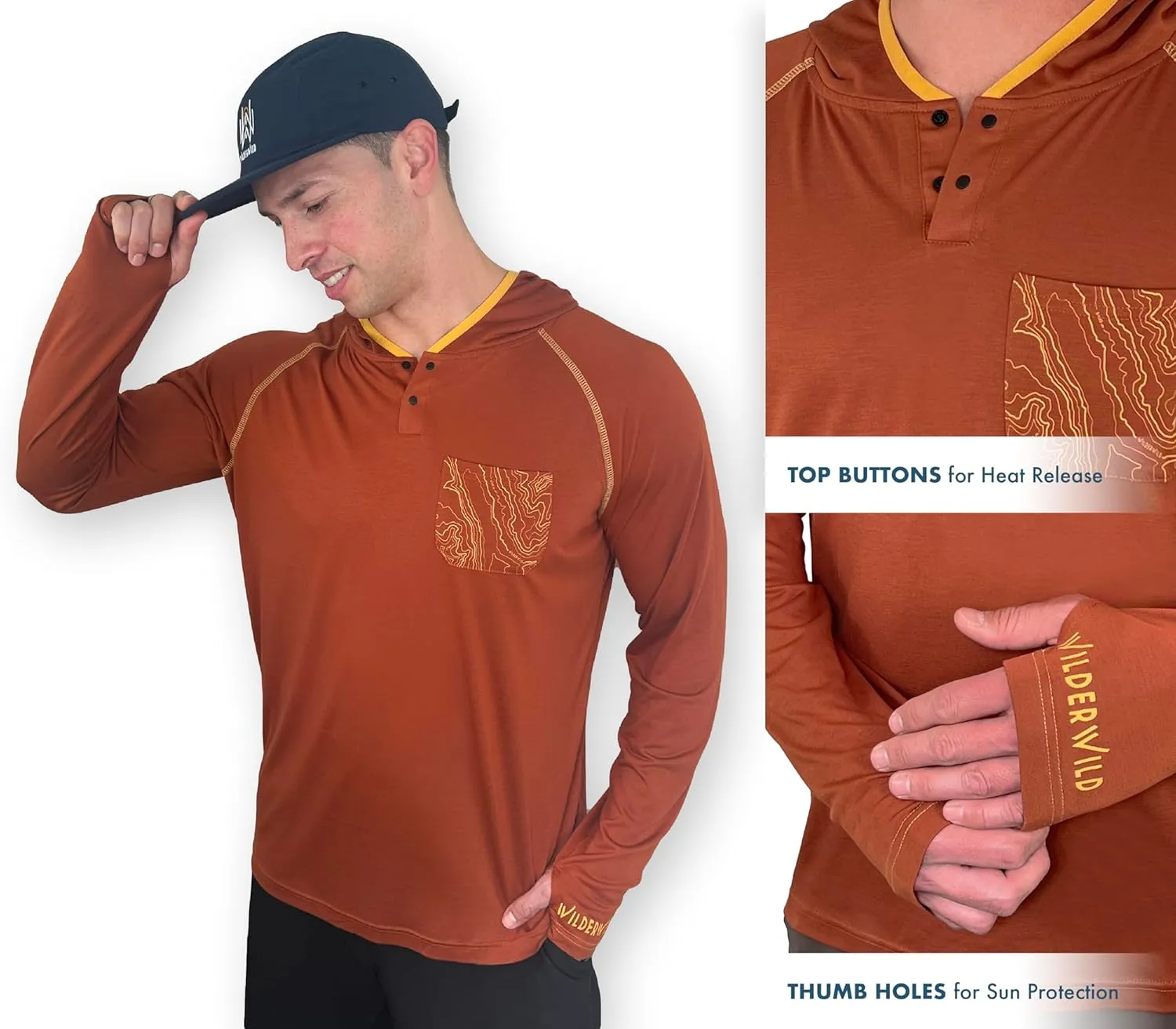 Lightweight Men's Hoodie | Bamboo Rayon Long Sleeve Sun Shirt | MTB Jersey