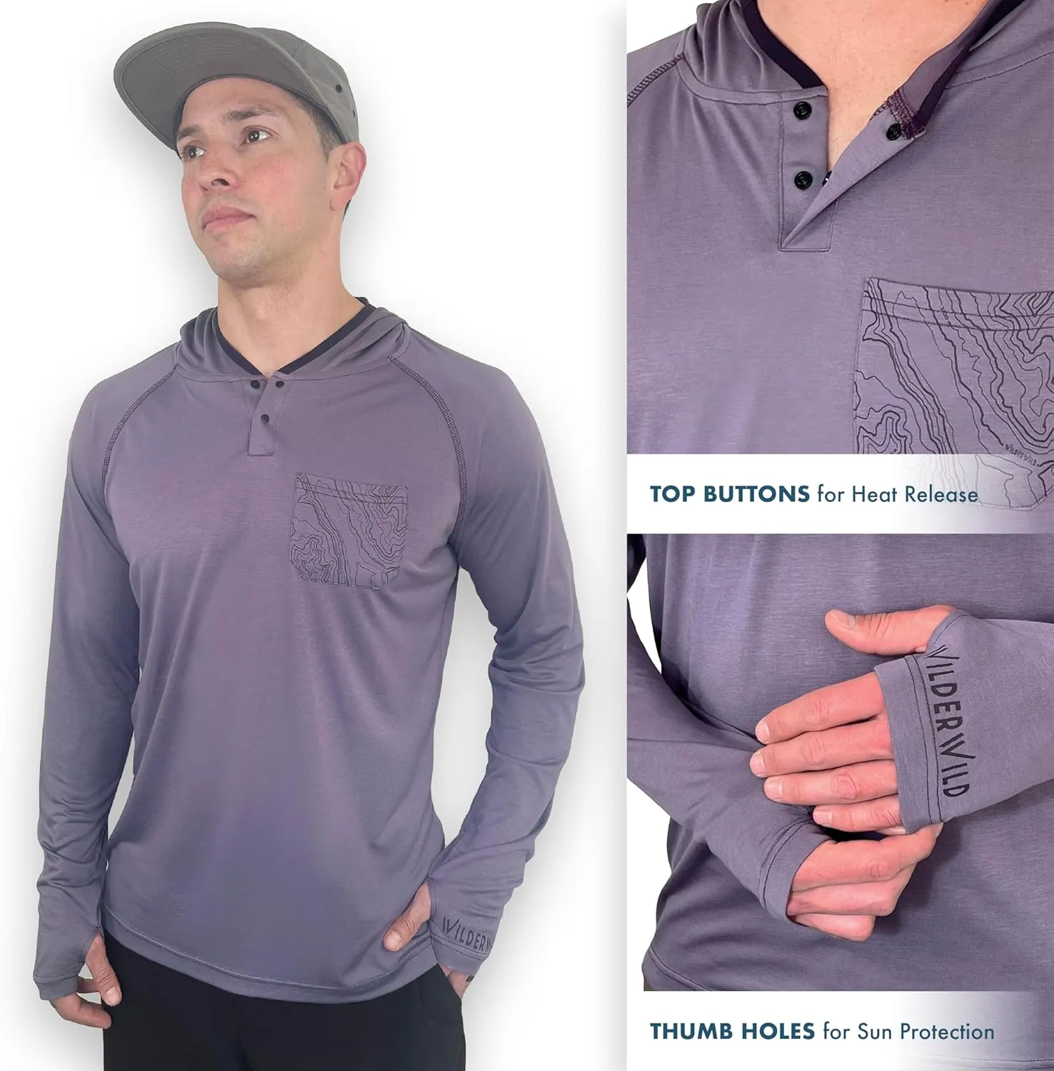 Lightweight Men's Hoodie | Bamboo Rayon Long Sleeve Sun Shirt | MTB Jersey