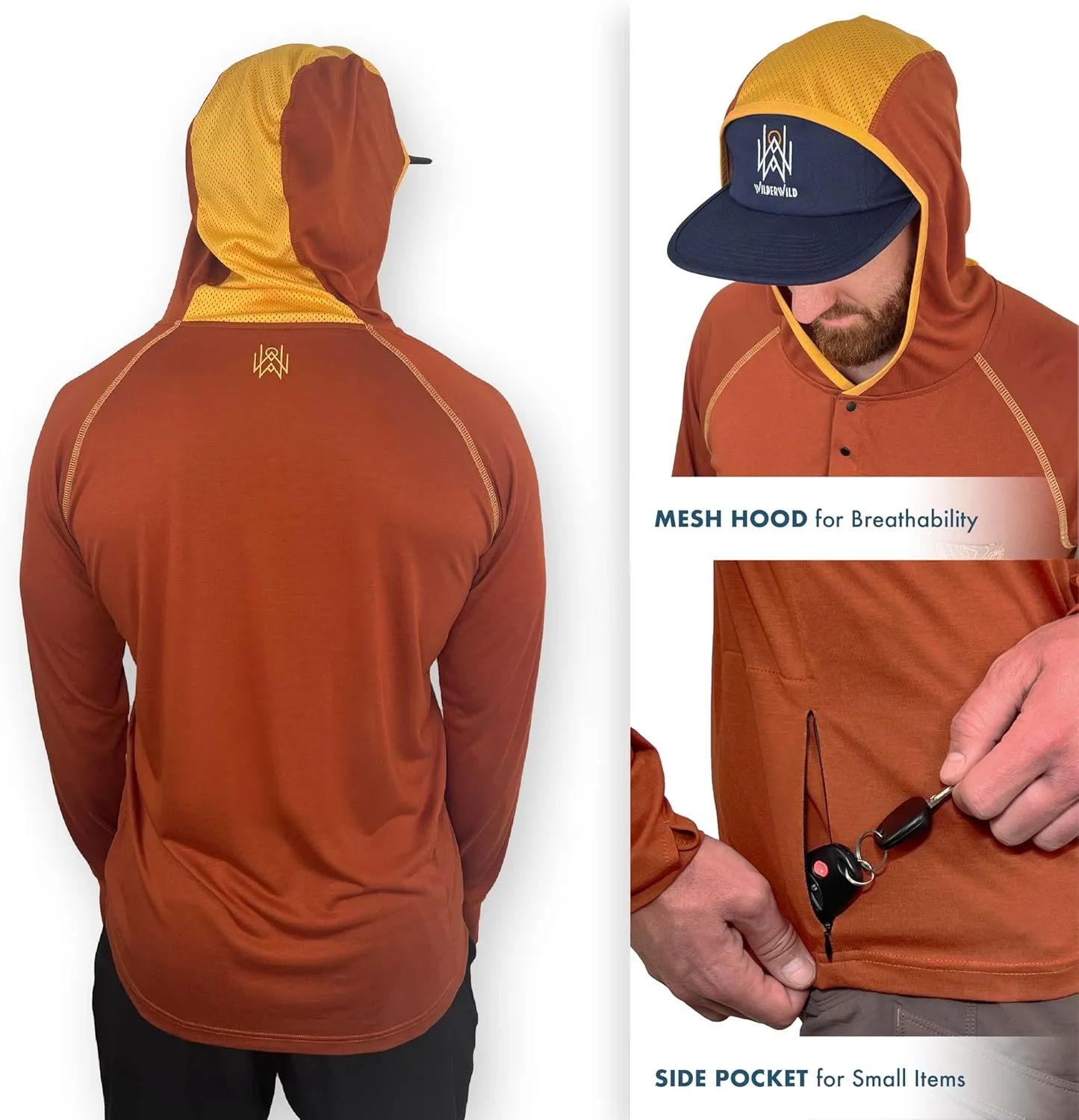 Lightweight Men's Hoodie | Bamboo Rayon Long Sleeve Sun Shirt | MTB Jersey