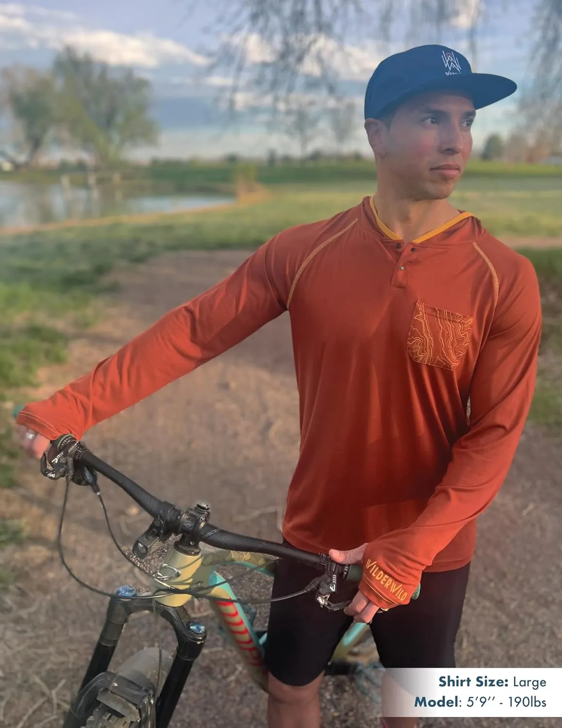 Lightweight Men's Hoodie | Bamboo Rayon Long Sleeve Sun Shirt | MTB Jersey