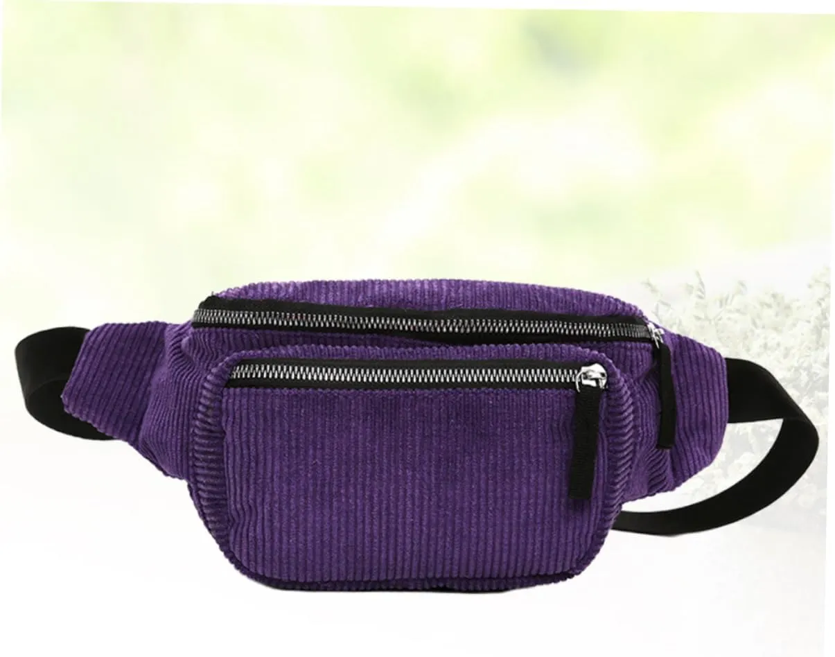 Lightweight Waist Bag Stylish Corduroy Fanny Pack Hands-free for Phone Wallet Id Sunglasses