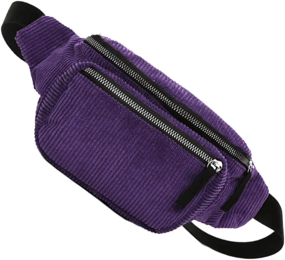 Lightweight Waist Bag Stylish Corduroy Fanny Pack Hands-free for Phone Wallet Id Sunglasses