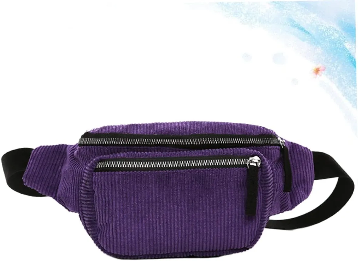 Lightweight Waist Bag Stylish Corduroy Fanny Pack Hands-free for Phone Wallet Id Sunglasses