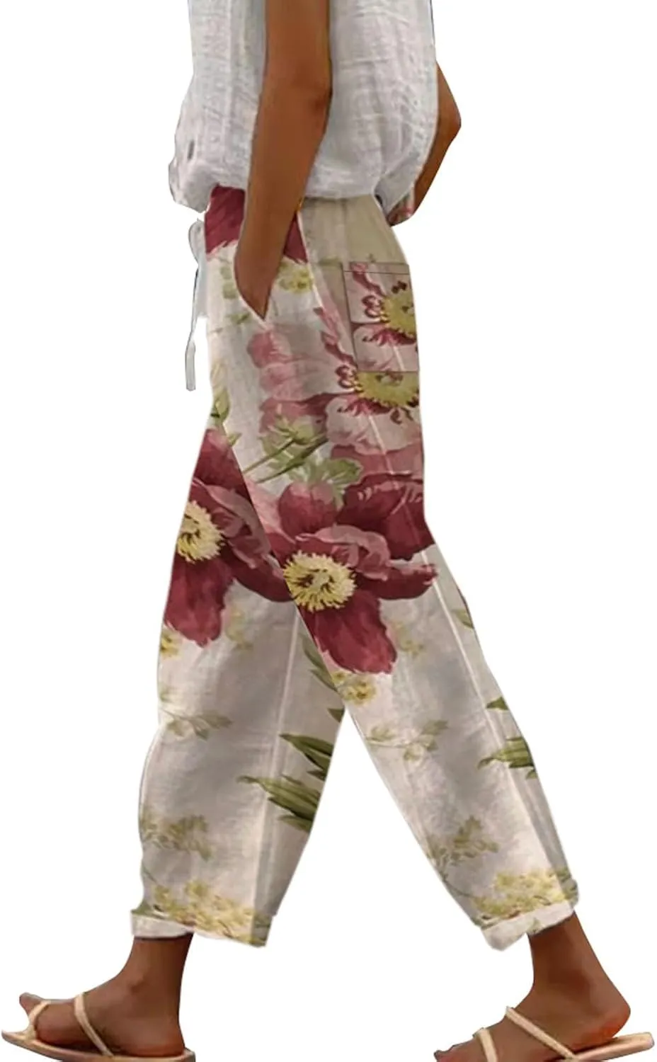 Linen Blend Pants for Women Drawstring Pants Linen Blend Pants for Women Linen Pants Women Beach Linen Pants Women