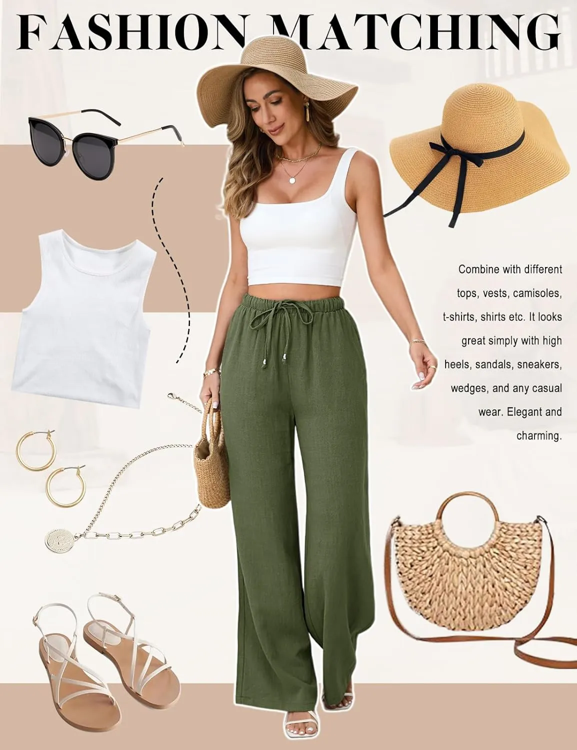 Linen Pants Women White Wide Leg Pants Summer Palazzo Pants Loose Flowy Beach Work Dress Black Pants Trousers 2025