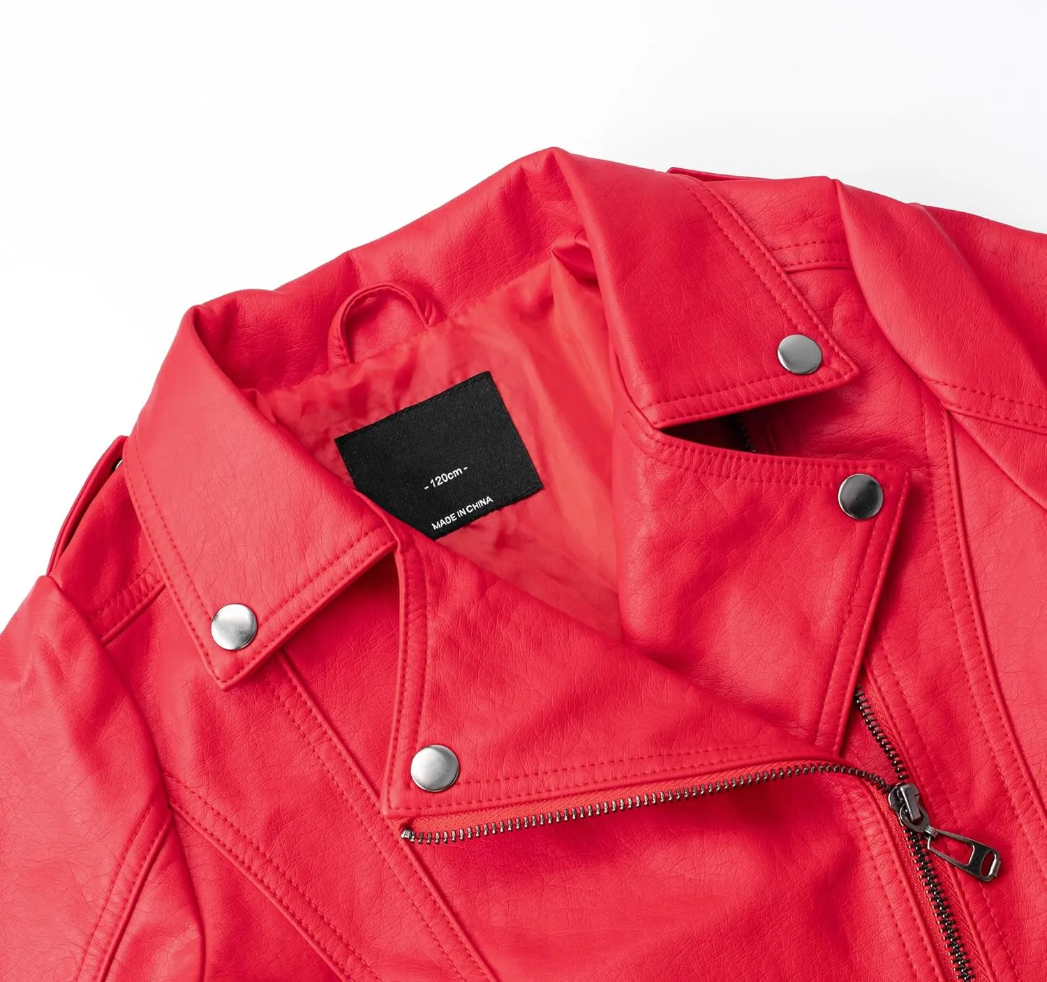 LOKTARC Boys Girls Spring Motorcycle Faux Leather Jackets with Oblique Zipper