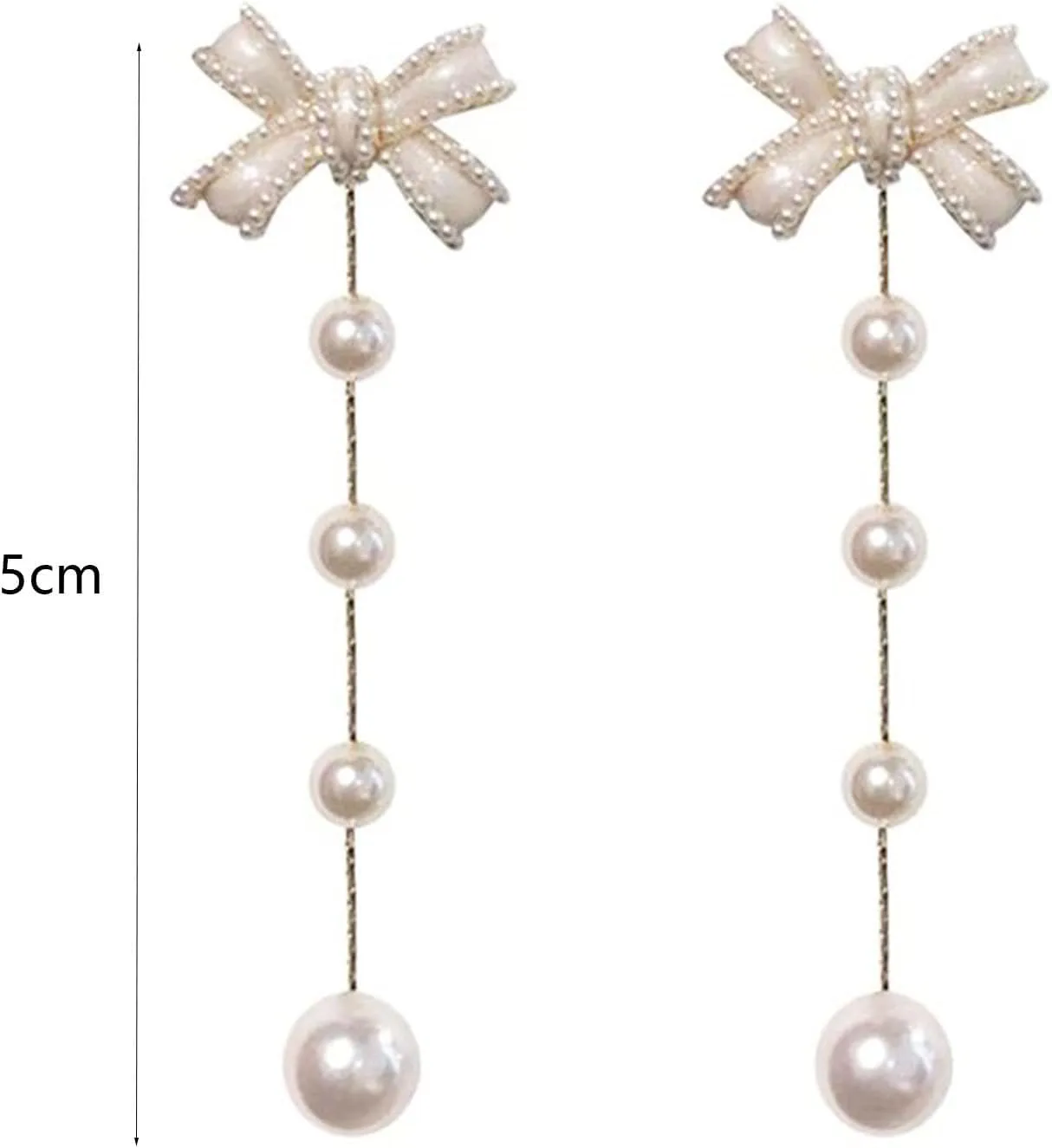 Long Bow Pearl Drop Earrings for Women Gold Plated Pearl Dangle Earrings Gold Pearl Bow Tassel Stud Earrings Bow Earrings Gifts
