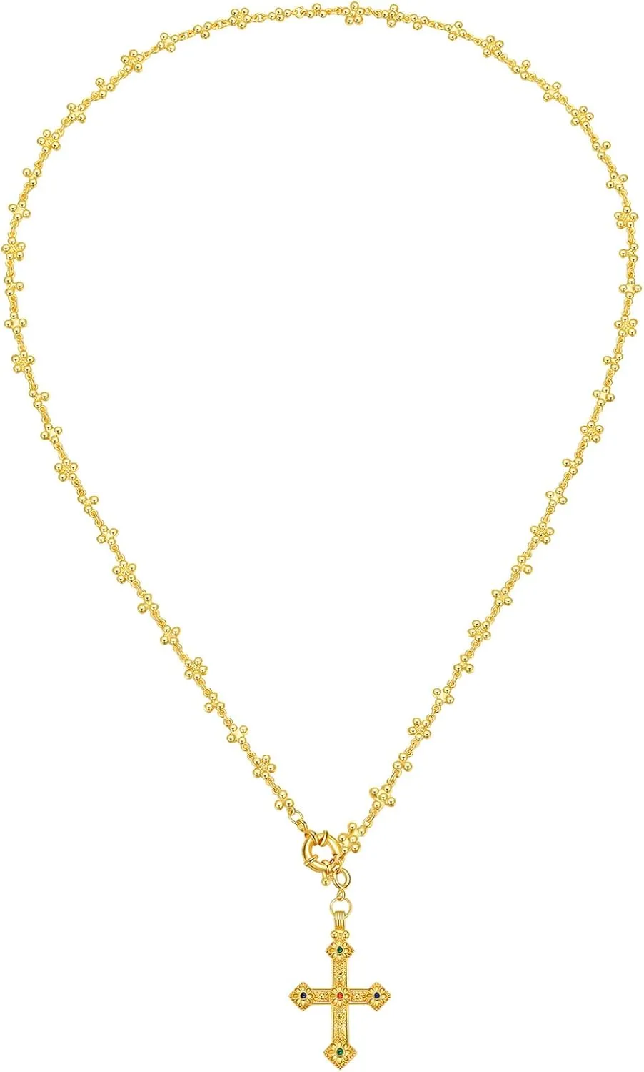 Long Gold Cross Necklace for Women non tarnish pendant dainty jewlery chain gifts for women men