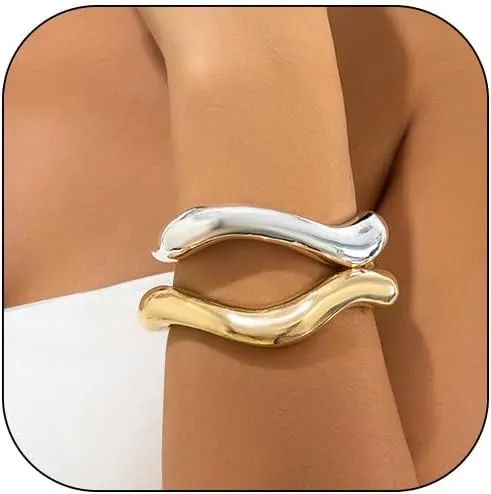 Long tiantian Gold Bangles for Women Bangle Bracelets Chunky Bangles Bracelets Non Tarnish Gold/Silver Bracelet for Women Trendy Jewelry Gifts
