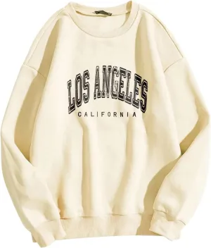 Los Angeles Oversized Sweatshirts for Women Casual Crewneck Long Sleeve Pullover Topss Loose Fit Graphic Sweatshirt