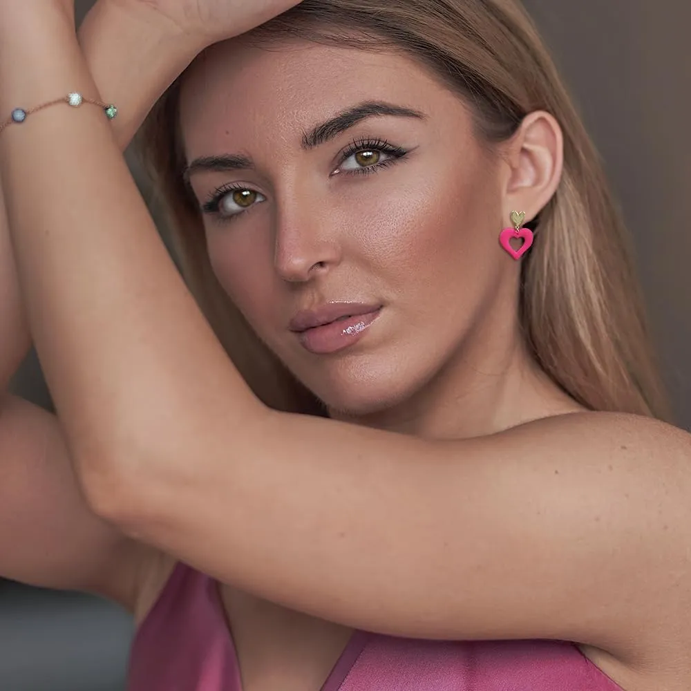 Madison Tyler Flower Pink Earrings for Women | Statement Lightweight Acrylic Hot Pink Dangle Earrings for Women | Jewelry Gifts for Valentines Wife Her