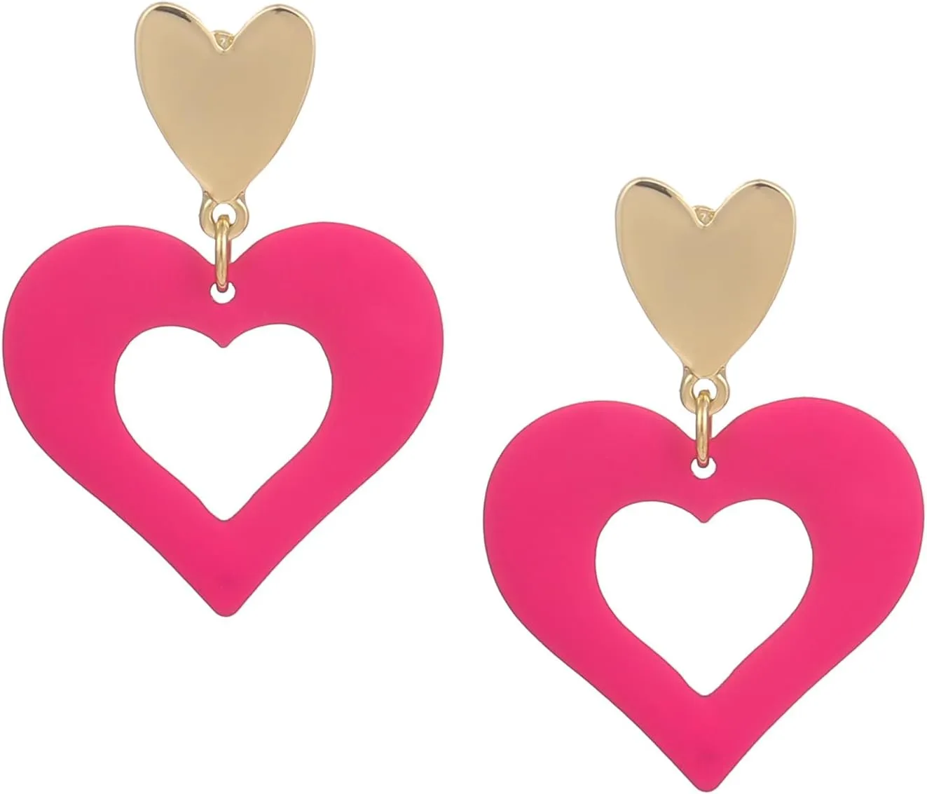 Madison Tyler Flower Pink Earrings for Women | Statement Lightweight Acrylic Hot Pink Dangle Earrings for Women | Jewelry Gifts for Valentines Wife Her