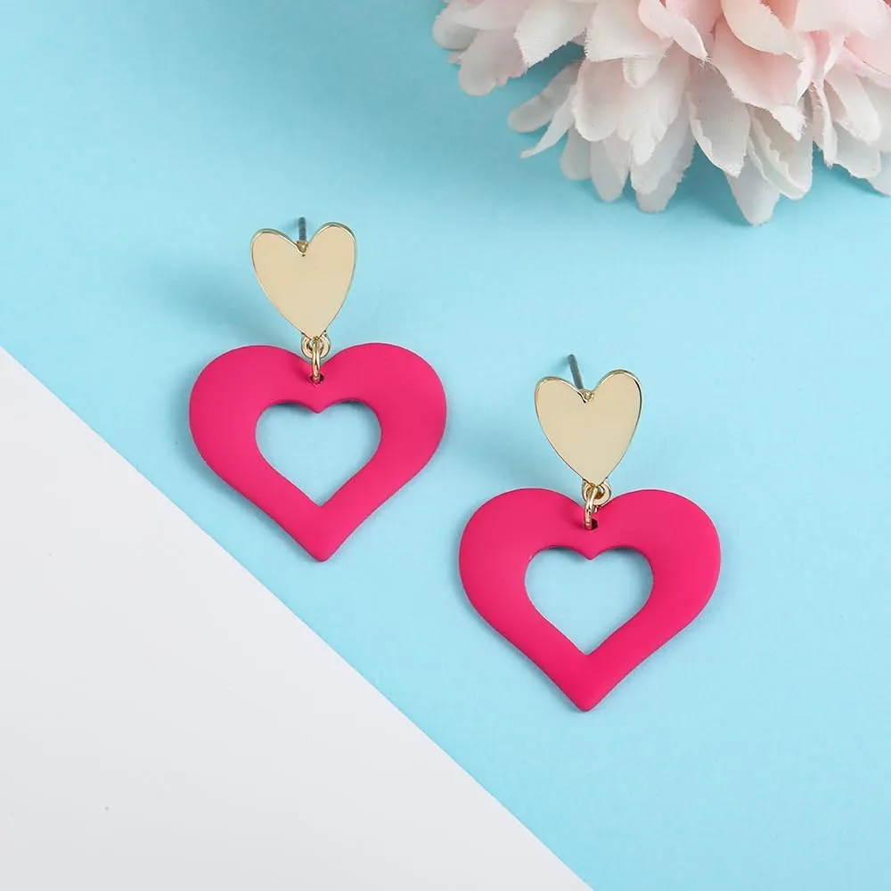 Madison Tyler Flower Pink Earrings for Women | Statement Lightweight Acrylic Hot Pink Dangle Earrings for Women | Jewelry Gifts for Valentines Wife Her