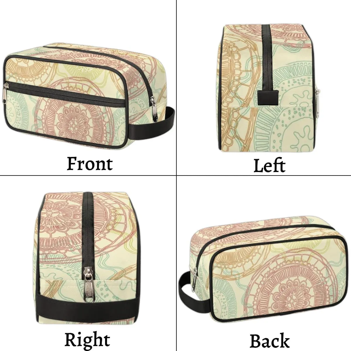 Mandala Yellow Makeup Bag Travel Toiletry Bag for Woman, Girls Kids Toiletry Bag Cosmetic Waterproof Small Easy-carry