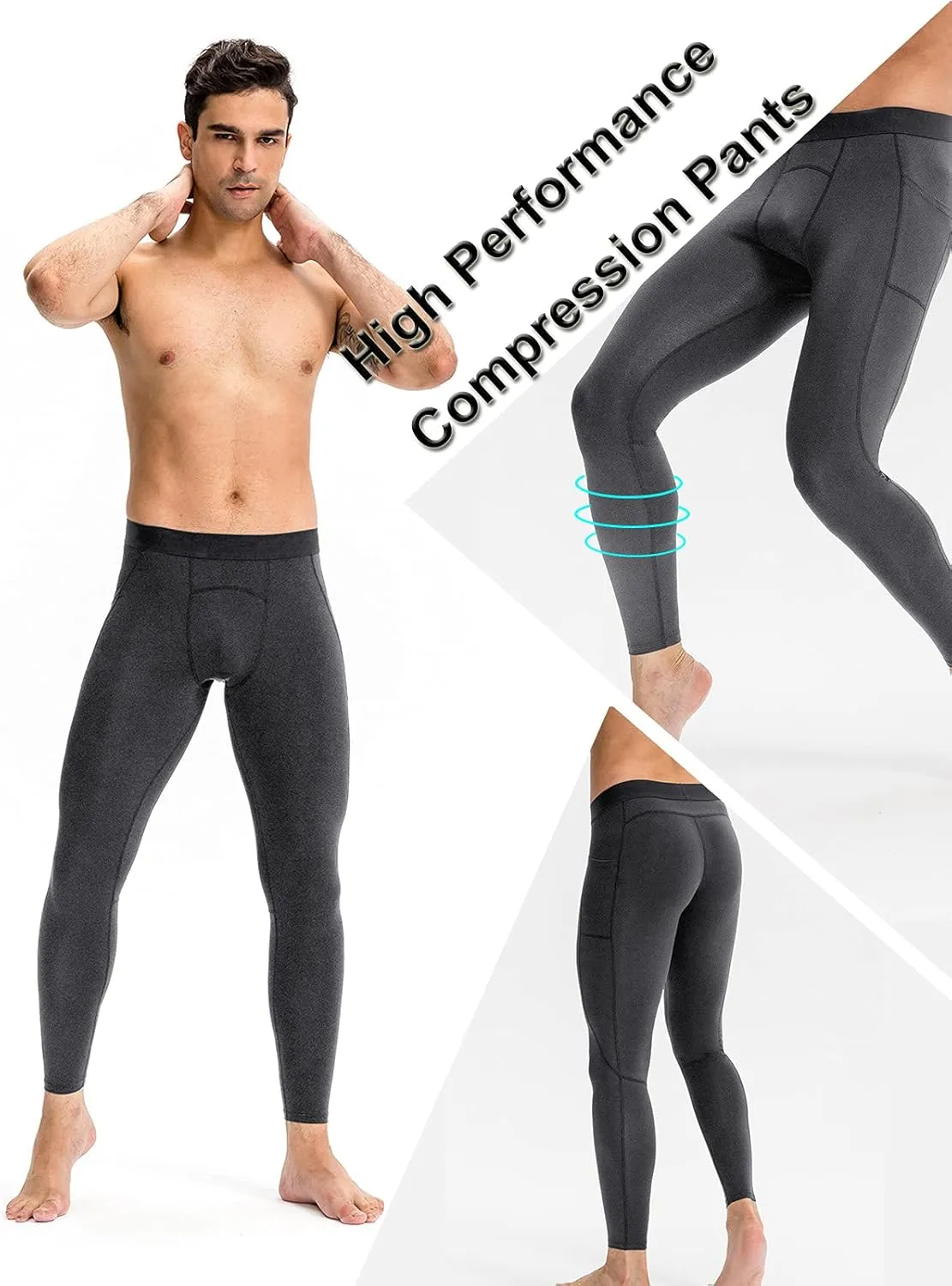 Men Compression Pants Leggings Dry Cool Sports Baselayer Running Workout Active Gym Tights Basketball