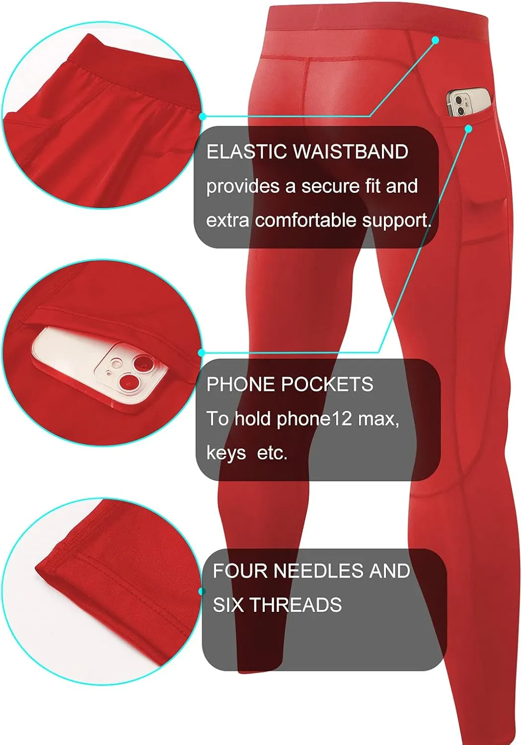 Men Compression Pants Leggings Dry Cool Sports Baselayer Running Workout Active Gym Tights Basketball