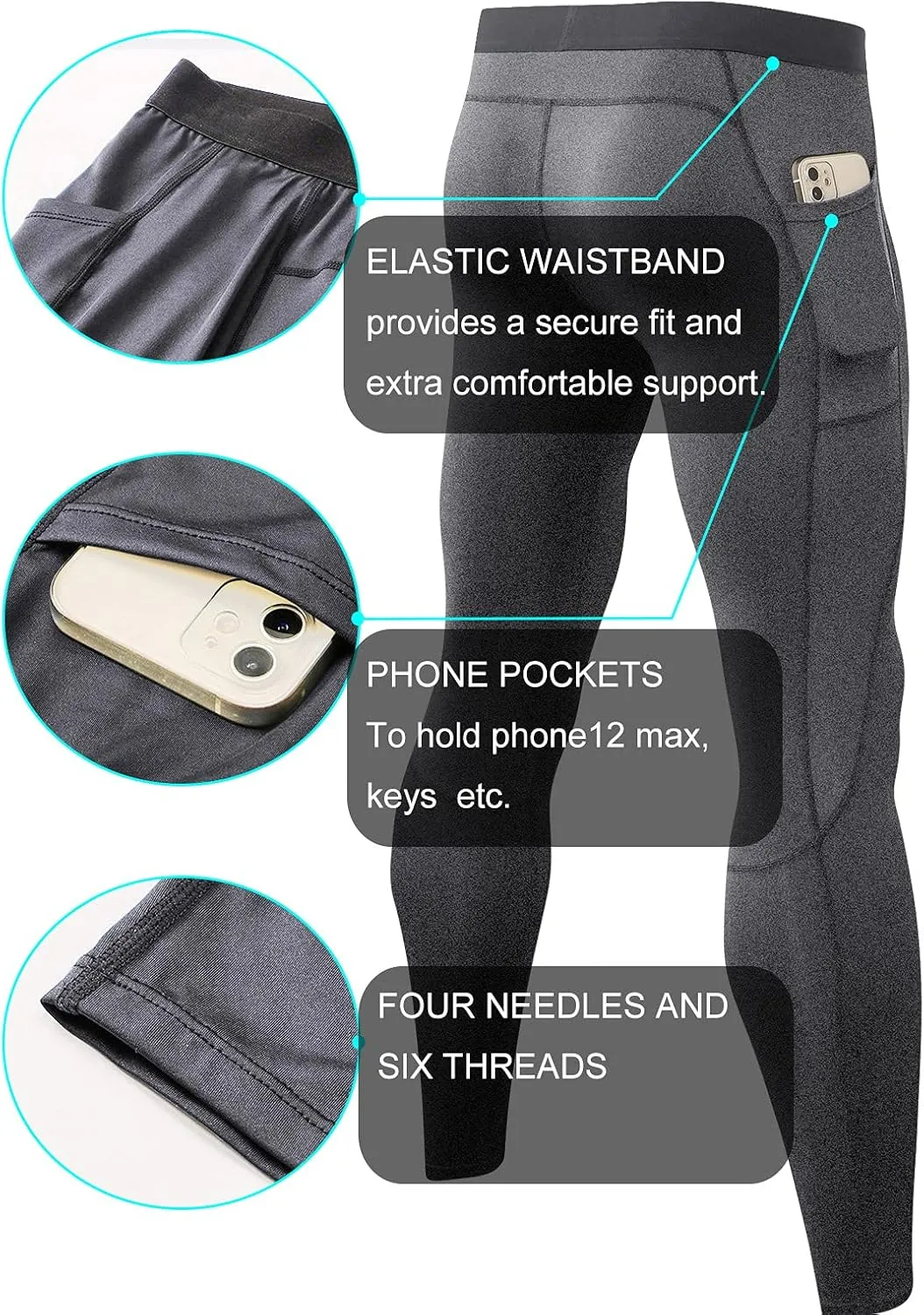 Men Compression Pants Leggings Dry Cool Sports Baselayer Running Workout Active Gym Tights Basketball