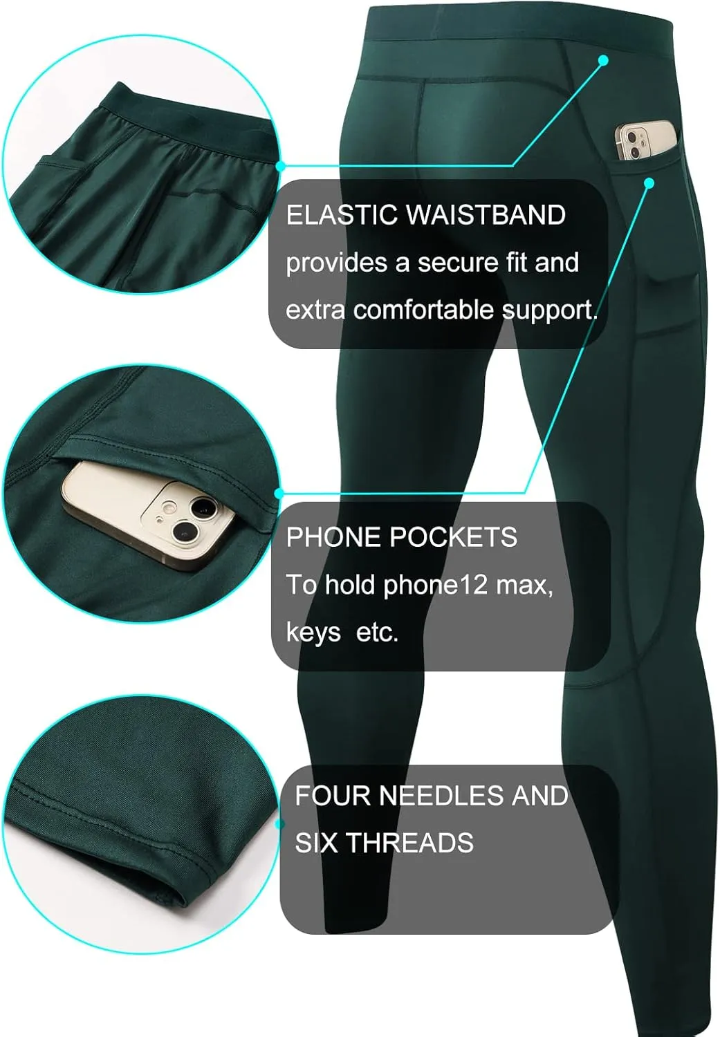 Men Compression Pants Leggings Dry Cool Sports Baselayer Running Workout Active Gym Tights Basketball