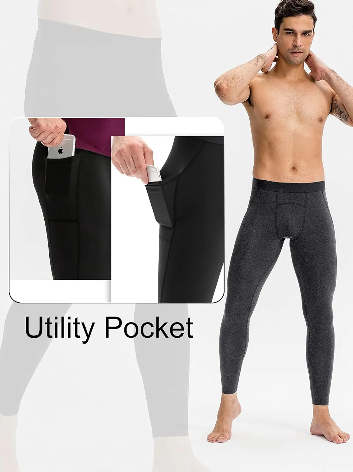 Men Compression Pants Leggings Dry Cool Sports Baselayer Running Workout Active Gym Tights Basketball