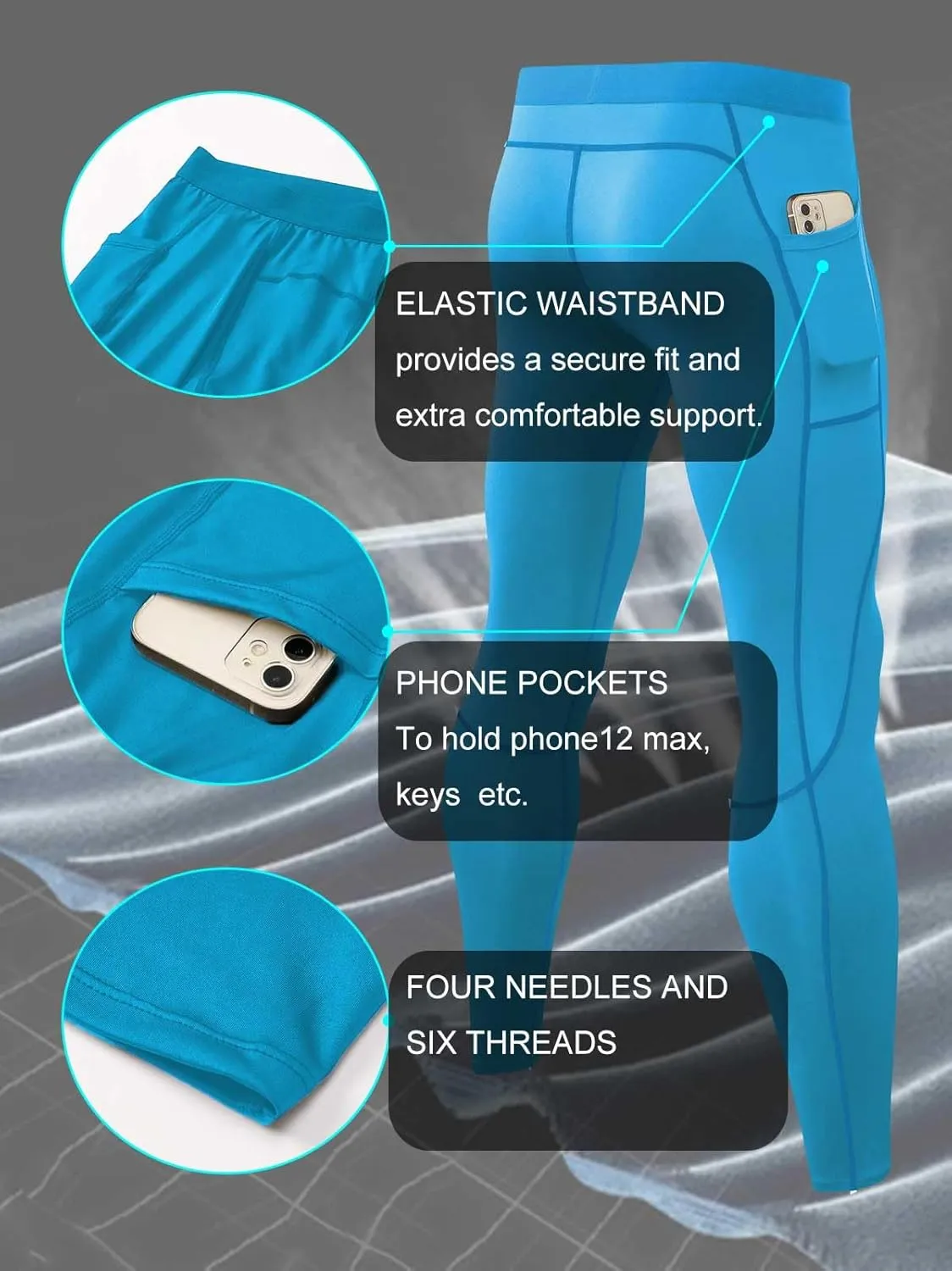 Men Compression Pants Leggings Dry Cool Sports Baselayer Running Workout Active Gym Tights Basketball