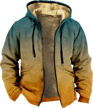 Men Hoodie Zip Up Winter Sherpa Lined Sweatshirt Sherpa Lined Full Zip Hoodie Heavyweight Thick Warm Fleece Jacket
