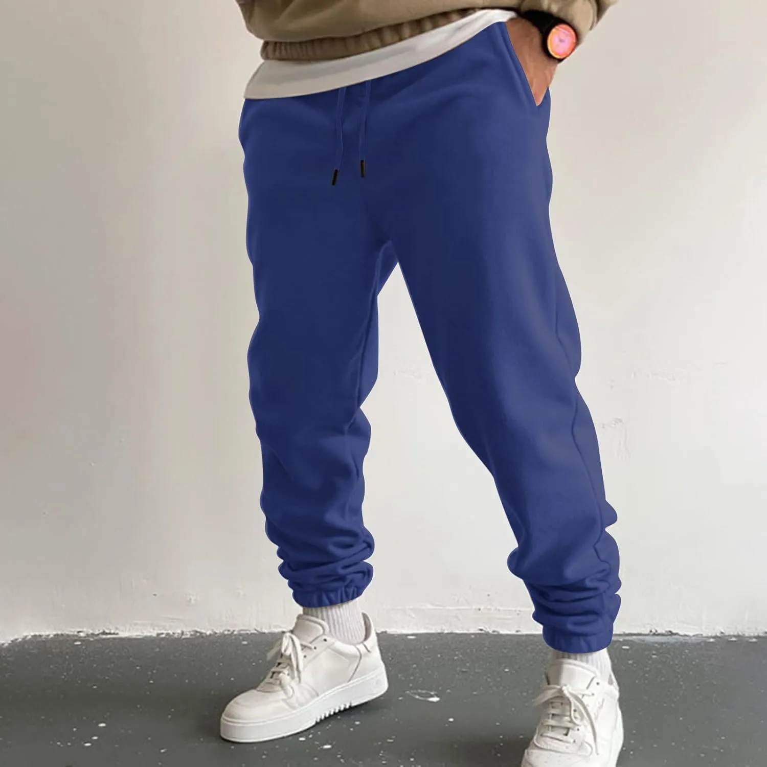 Mens Autumn and Winter High Street Fashion Leisure Pants Loose Sports Running Trousers Solid Color Lace Up Joggers