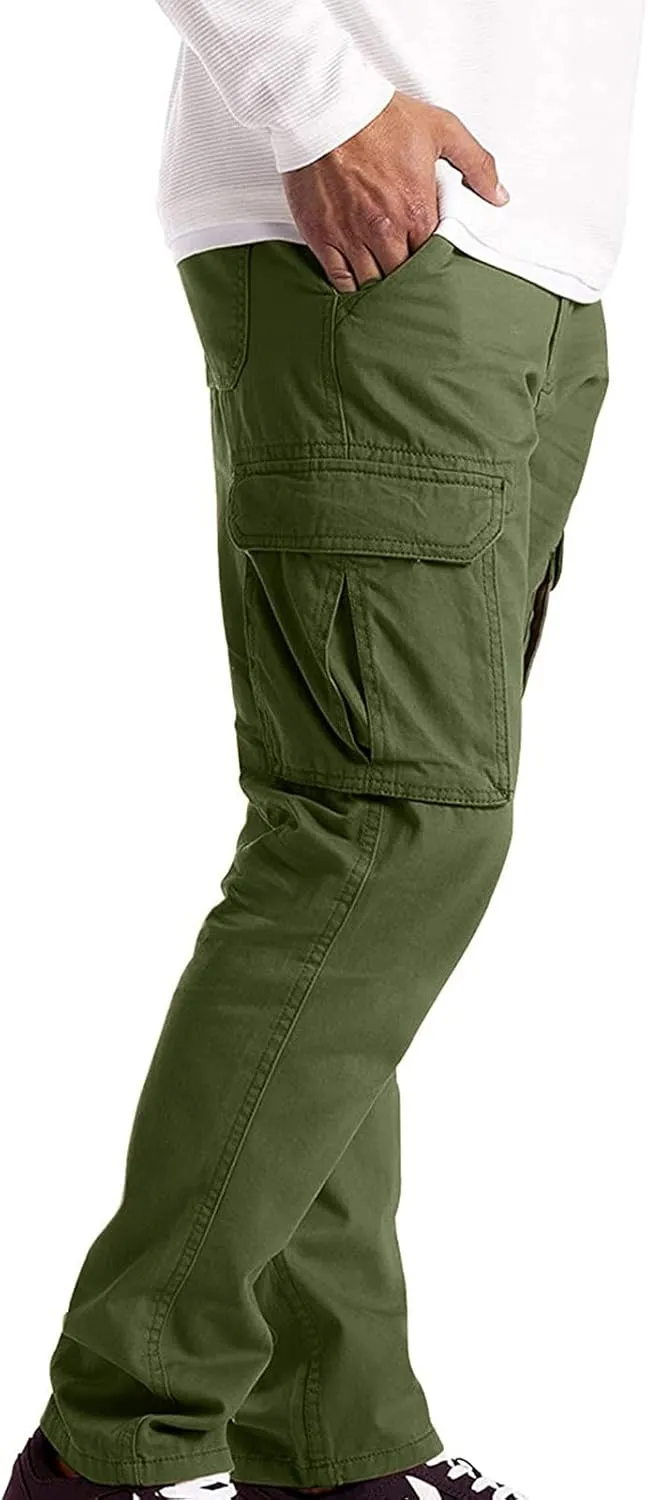Mens Big and Tall Flat Front Work Office Pants Trousers Fast Dry Stretch Cargo Pants with Pockers Golf Sweatpants