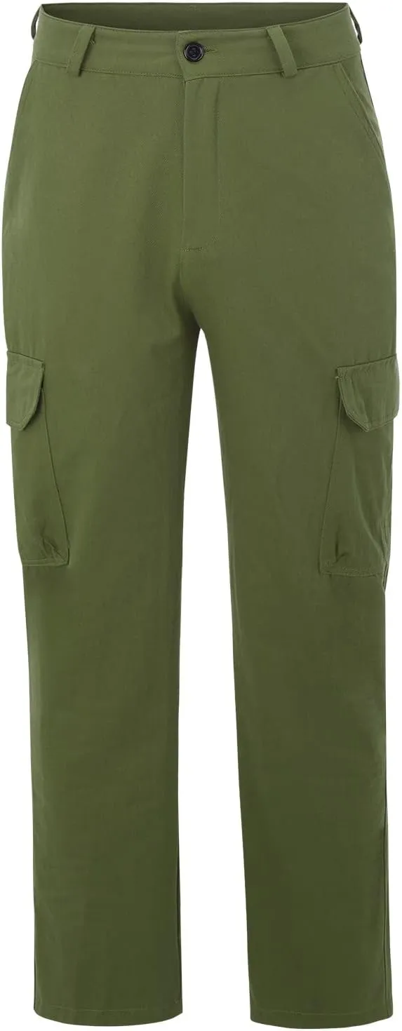Mens Big and Tall Flat Front Work Office Pants Trousers Fast Dry Stretch Cargo Pants with Pockers Golf Sweatpants
